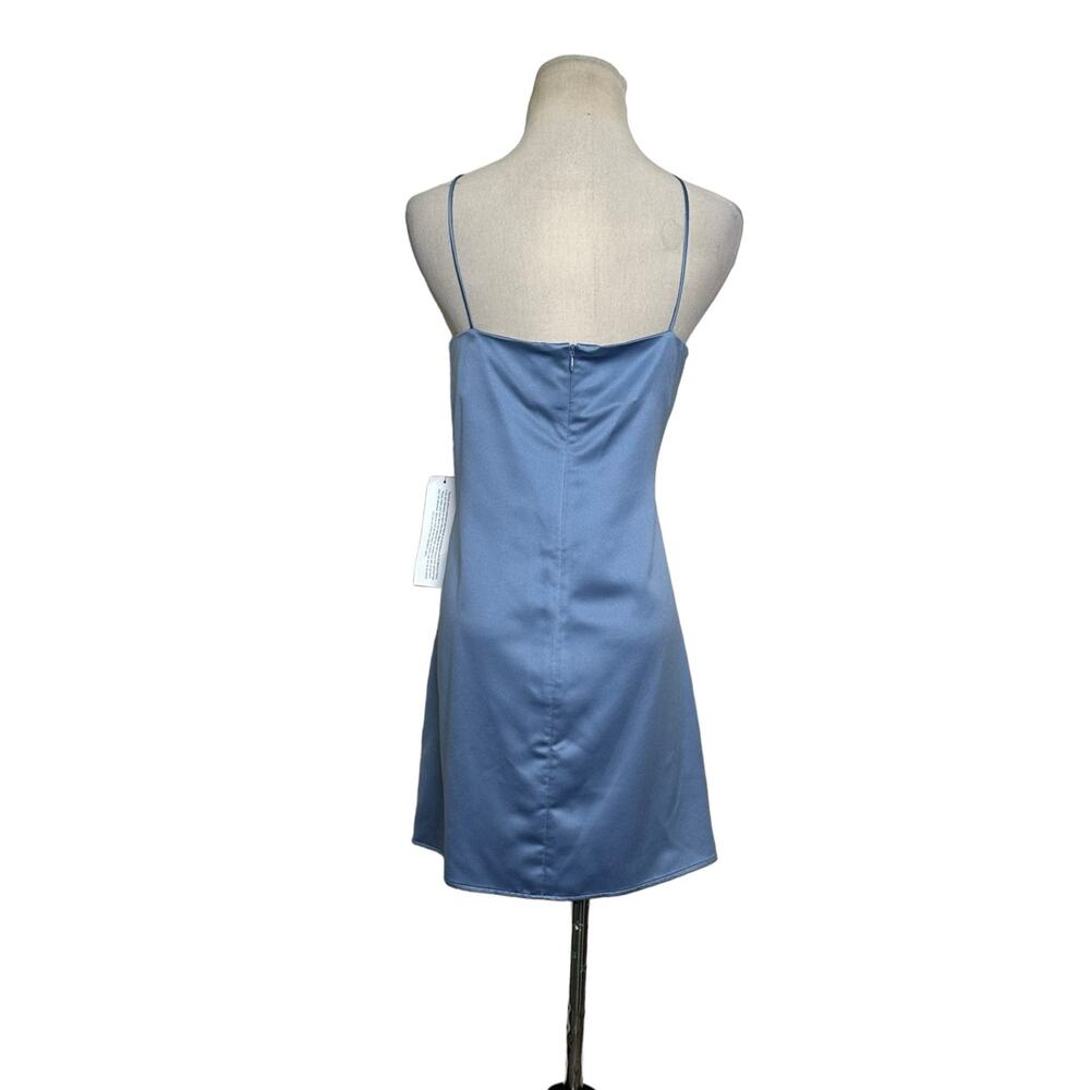 Topshop slate blue mini slip dress with side twist size 10 - Picture 10 of 15
